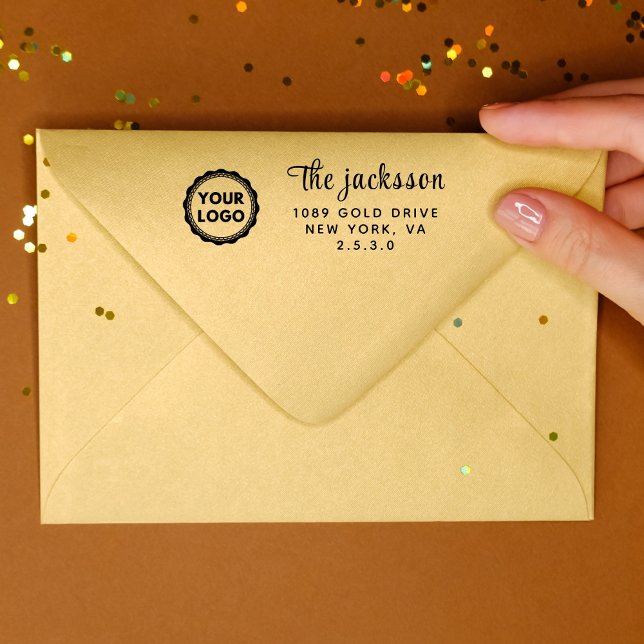 Tampon Auto-encreur Adresse de retour d'entreprise | Logo Moderne Prof (Créateur téléchargé)