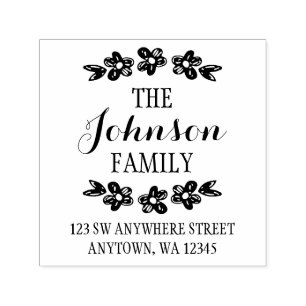 Tampon Auto-encreur Adresse de retour des fleurs à main