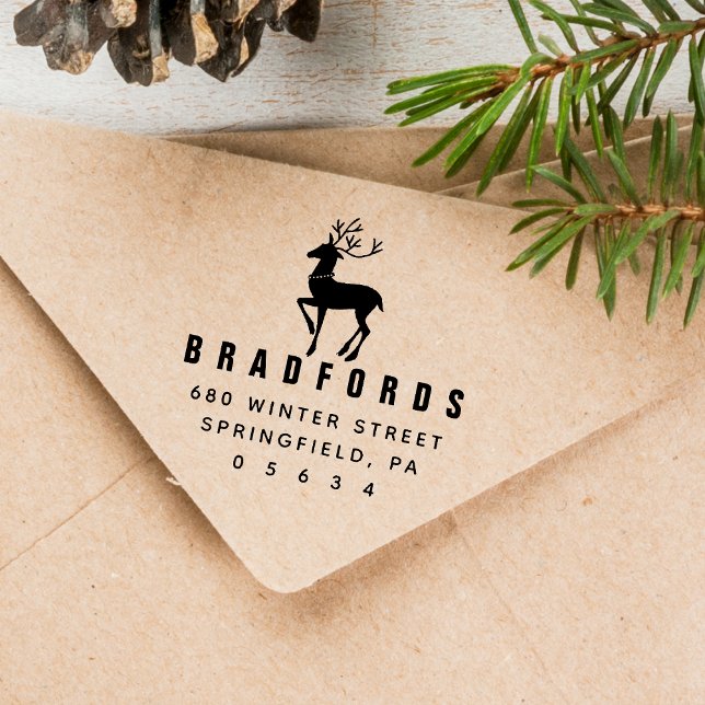 Tampon Auto-encreur Adresse de retour des rennes (Reindeer Return Address Self-inking Stamp)