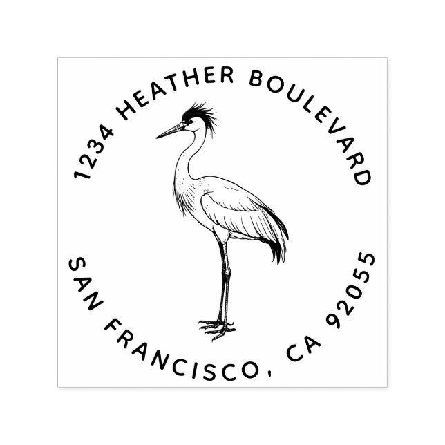 Tampon Auto-encreur Adresse de retour d'oiseaux de grue personnalisée  (Design)