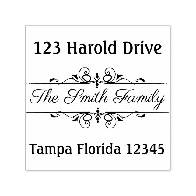 Tampon Auto-encreur Adresse de retour du cadre élégant (Design)