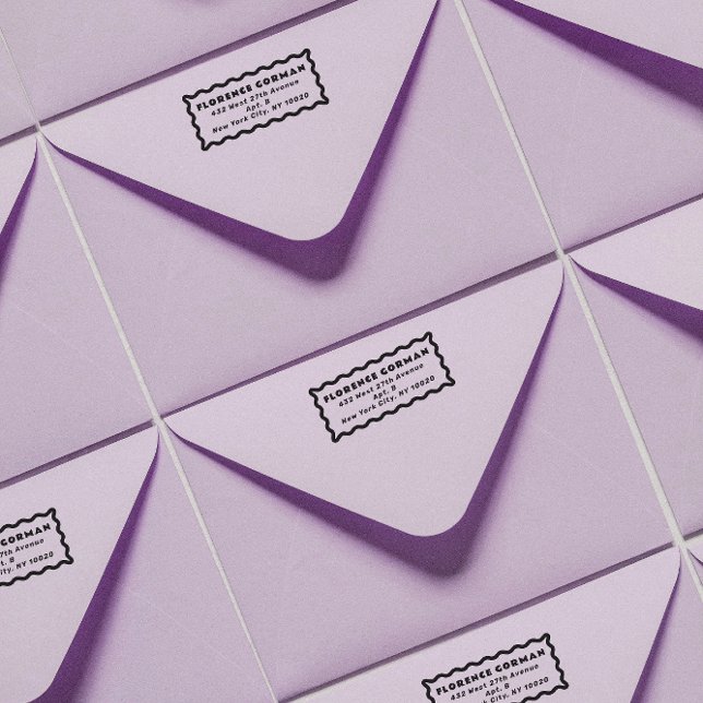 Tampon Auto-encreur Adresse de retour du cadre gras (wavy line frame modern return address self-inking stamp)