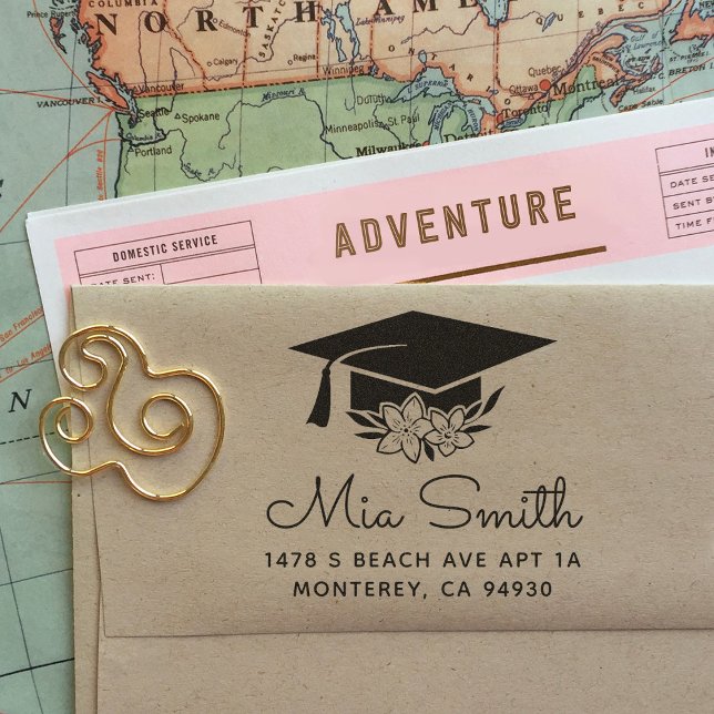 Tampon Auto-encreur Adresse de retour du diplôme personnalisé (Créateur téléchargé)