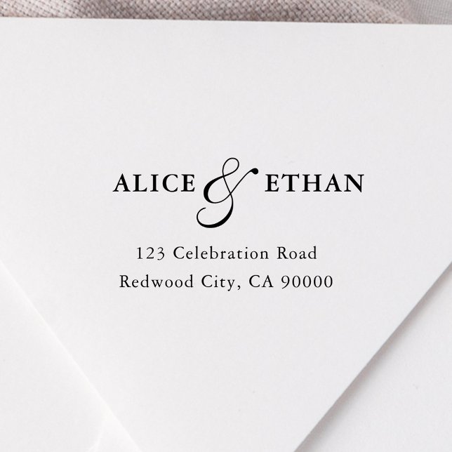 Tampon Auto-encreur Adresse de retour du Mariage Ampersand Simple Scri (Créateur téléchargé)