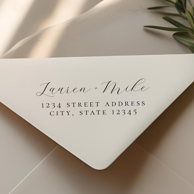 Tampon Auto-encreur Adresse de retour du Mariage de script Delicate (Créateur téléchargé)