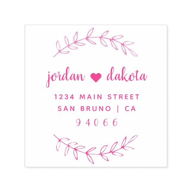 Tampon Auto-encreur Adresse de retour du Mariage de script Fuchsia per (Design)