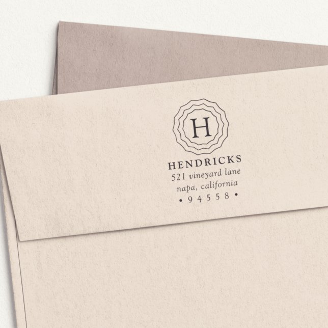 Tampon Auto-encreur Adresse de retour du monogramme à trois images (Créateur téléchargé)