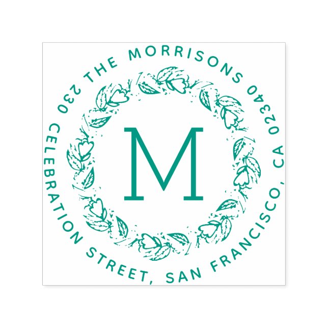 Tampon Auto-encreur Adresse de retour du monogramme de couronne botani (Design)