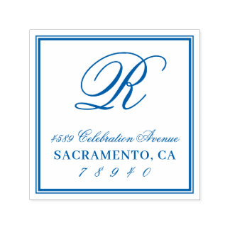 Tampon Auto-encreur Adresse de retour du monogramme de script classiqu