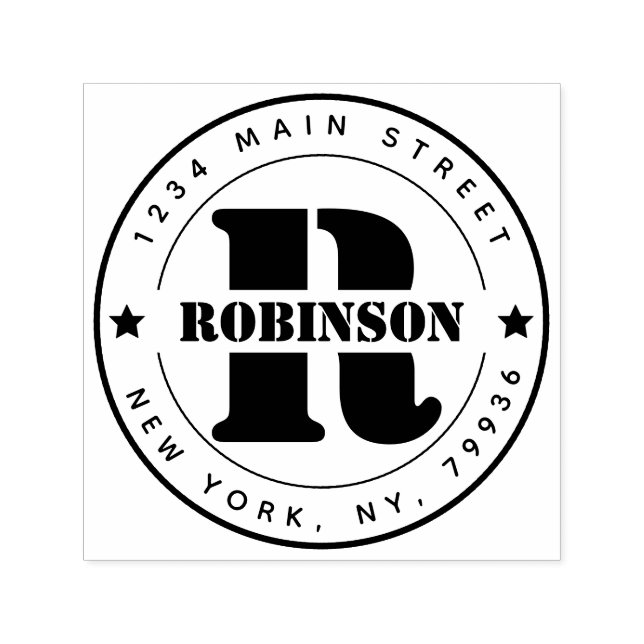 Tampon Auto-encreur Adresse de retour du monogramme élégant (Design)