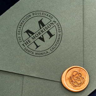 Tampon Auto-encreur Adresse de retour du monogramme élégant