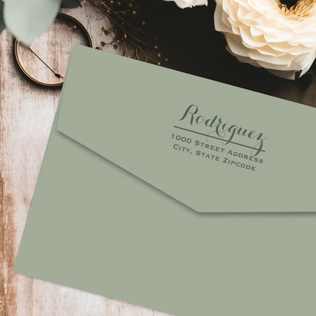 Tampon Auto-encreur Adresse de retour du nom de famille de script mini (Créateur téléchargé)