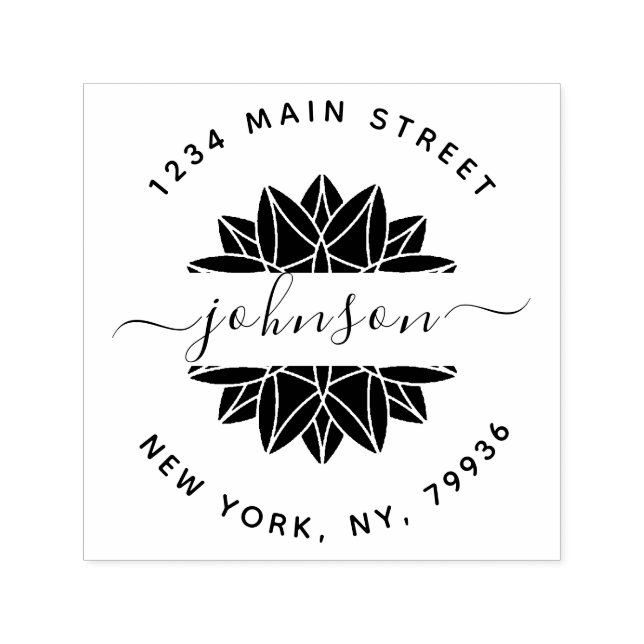 Tampon Auto-encreur Adresse de retour du nom de famille personnalisé (Design)