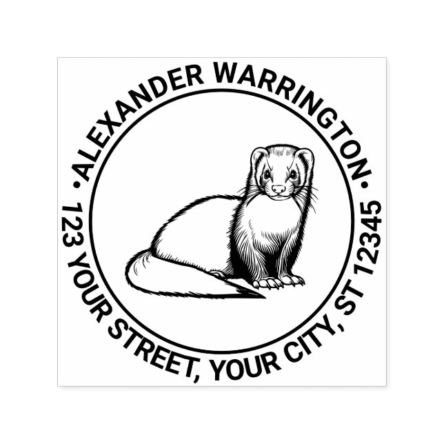 Tampon Auto-encreur Adresse de retour du nom du Ferret (Design)