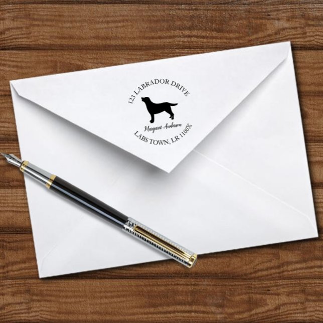 Tampon Auto-encreur Adresse de retour du plan Labrador (Beautiful Labrador Retriever Silhouette Return Address design self-inking stamp for Labrador Owners.)