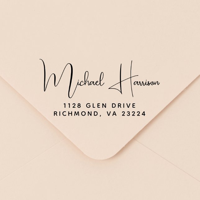 Tampon Auto-encreur Adresse de retour du script de signature moderne (Créateur téléchargé)