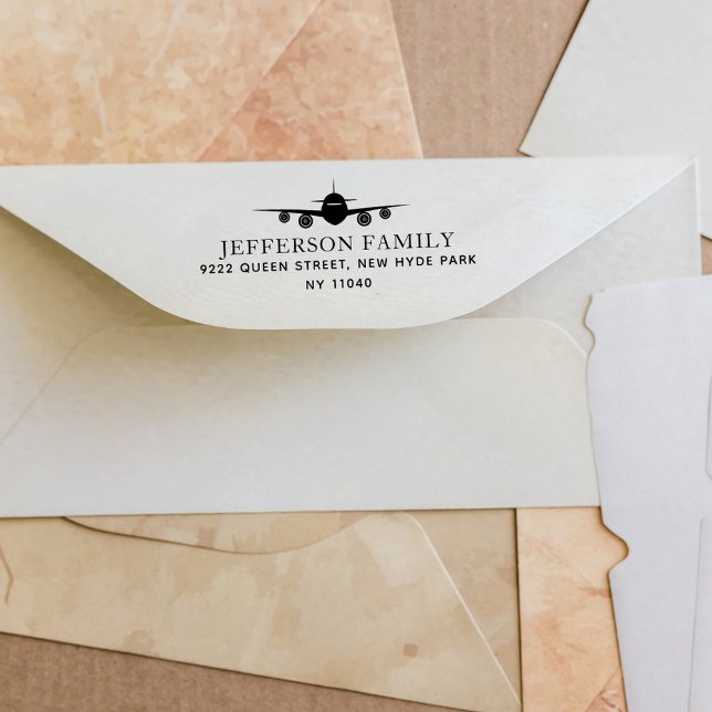 Tampon Auto-encreur Adresse de retour du voyageur élégant du plan d'at (Créateur téléchargé)