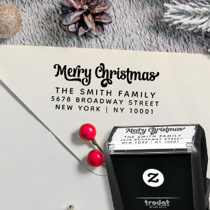 Tampon Auto-encreur Adresse de Retour Élégante de Noël