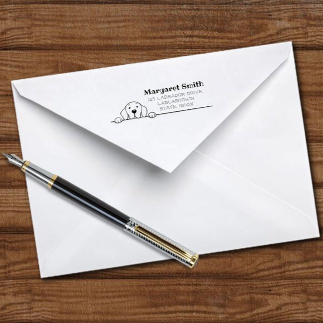 Tampon Auto-encreur Adresse de retour en regardant Labrador (Labrador Watching You Design Return Address Self-Inking Stamp for Labrador Owners.  Cute Cartoon.)
