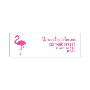 Tampon Auto-encreur Adresse de retour Flamant rose rose