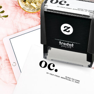 Tampon Auto-encreur Adresse de retour Initiales minimalistes modernes