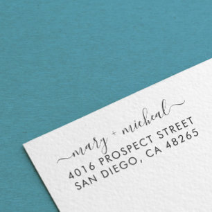 Tampon Auto-encreur Adresse de retour Mariage couple Élégant minimalis