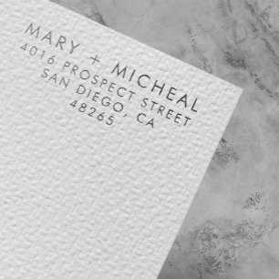 Tampon Auto-encreur Adresse de retour Mariage couple Élégant minimalis