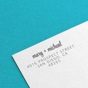 Tampon Auto-encreur Adresse de retour Mariage couple Élégant minimalis