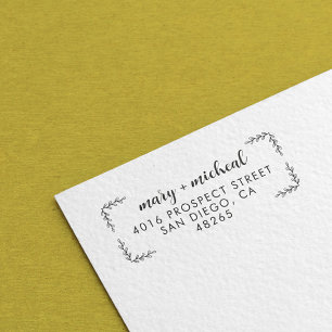 Tampon Auto-encreur Adresse de retour Mariage couple Élégant minimalis