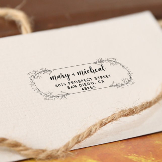 Tampon Auto-encreur Adresse de retour Mariage couple Élégant minimalis (Créateur téléchargé)