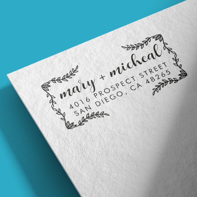 Tampon Auto-encreur Adresse de retour Mariage couple Élégant minimalis (Créateur téléchargé)
