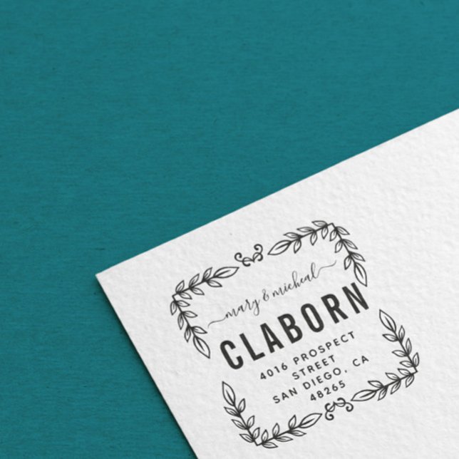 Tampon Auto-encreur Adresse de retour Mariage couple Élégant minimalis (Créateur téléchargé)