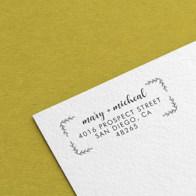 Tampon Auto-encreur Adresse de retour Mariage couple Élégant minimalis (Créateur téléchargé)
