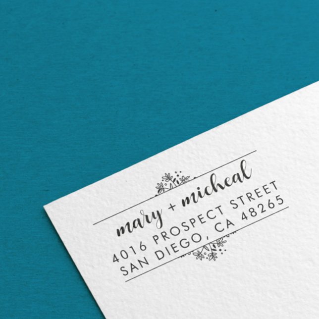 Tampon Auto-encreur Adresse de retour Mariage couple Élégant minimalis (Créateur téléchargé)