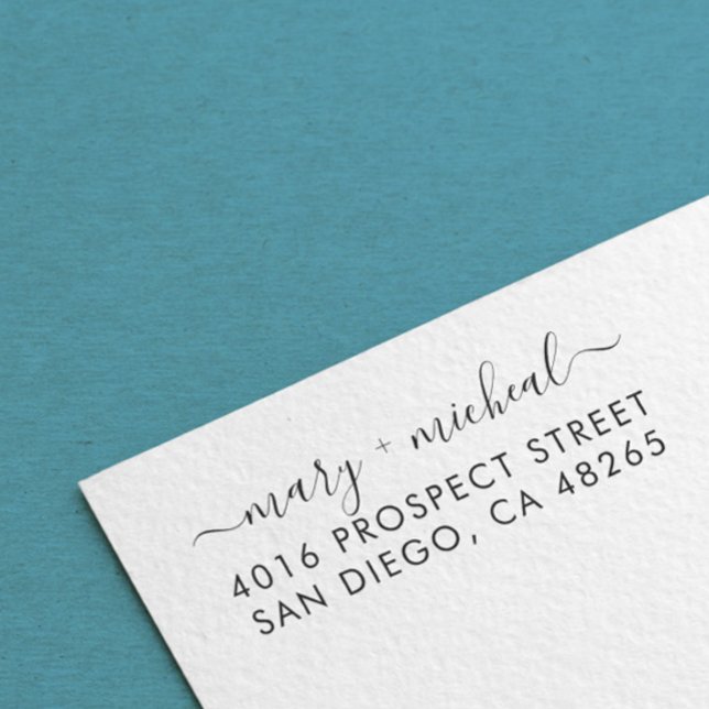 Tampon Auto-encreur Adresse de retour Mariage couple Élégant minimalis (Créateur téléchargé)