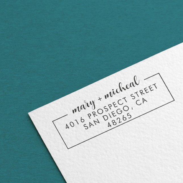 Tampon Auto-encreur Adresse de retour Mariage couple Élégant minimalis (Créateur téléchargé)