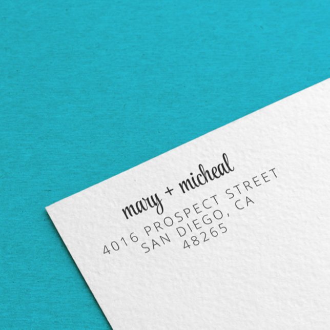 Tampon Auto-encreur Adresse de retour Mariage couple Élégant minimalis (Créateur téléchargé)