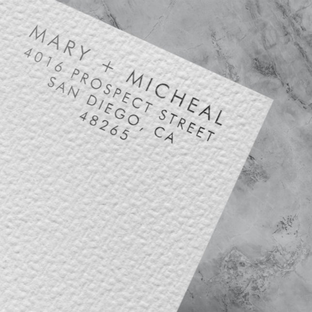 Tampon Auto-encreur Adresse de retour Mariage couple Élégant minimalis (Créateur téléchargé)