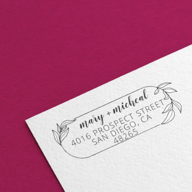 Tampon Auto-encreur Adresse de retour Mariage couple Élégant minimalis (Créateur téléchargé)