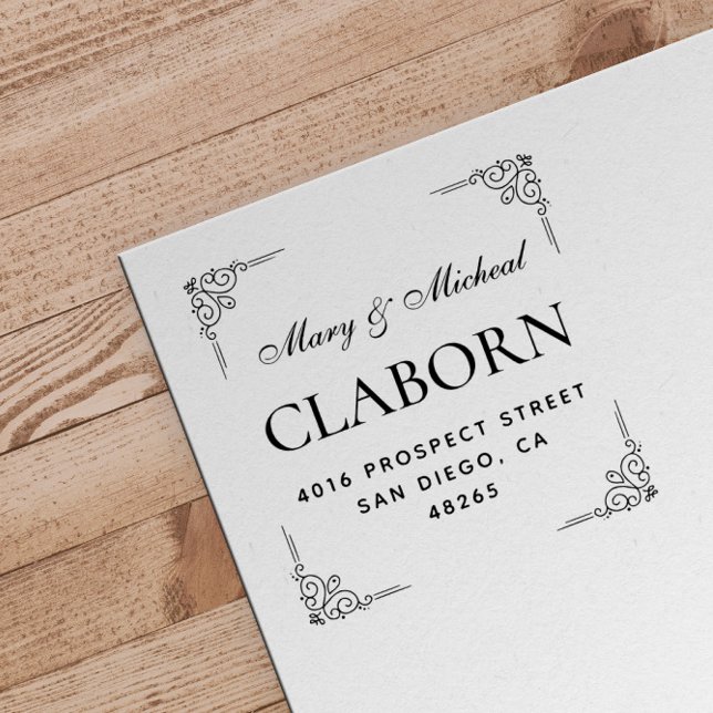 Tampon Auto-encreur Adresse de retour Mariage couple Élégant minimalis (Créateur téléchargé)