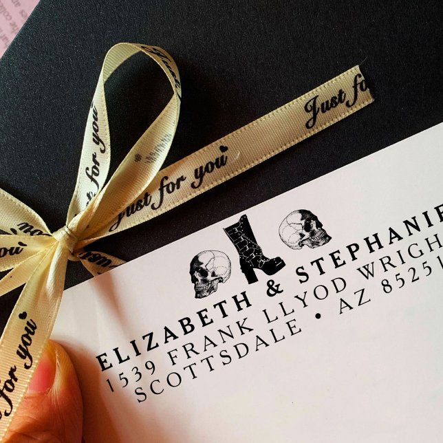 Tampon Auto-encreur Adresse de retour Mariage gothique esthétique pers (Créateur téléchargé)