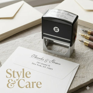 Tampon Auto-encreur Adresse de Retour Mariage Merci Grace