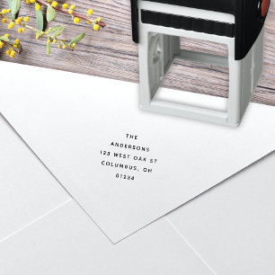 Tampon Auto-encreur Adresse de retour minimaliste moderne en noir et b