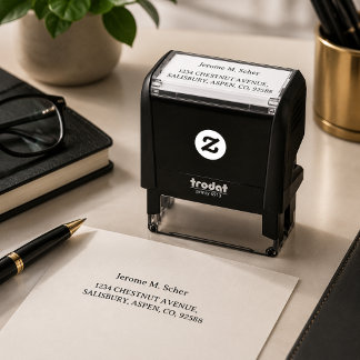 Tampon Auto-encreur Adresse de Retour Moderne Minimaliste Écriture Nom
