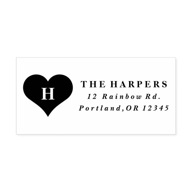 Tampon Auto-encreur Adresse de retour Monogram Heart (Design)