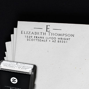 Tampon Auto-encreur Adresse de retour Monogramme élégant moderne Custo