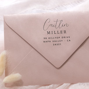 Tampon Auto-encreur Adresse de retour Nom de script minimaliste modern