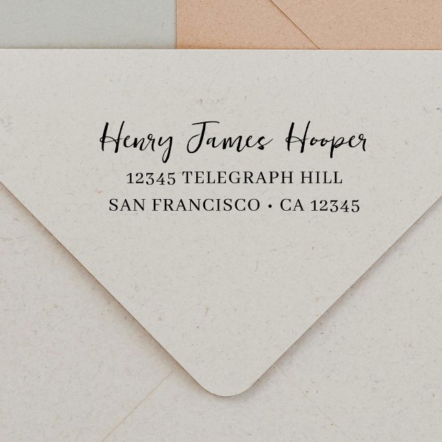 Tampon Auto-encreur Adresse de retour Nom d'écriture de script informe (Créateur téléchargé)