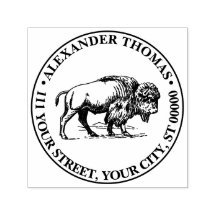 Adresse de retour nom dessin vintage bison