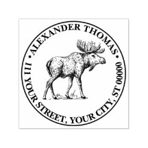 Adresse de retour nom dessin vintage Wapiti Elk